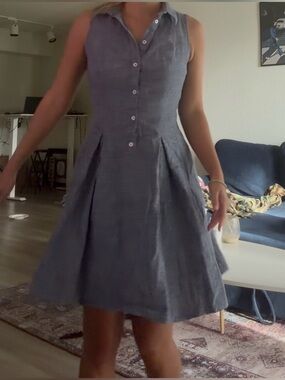London Times Sleeveless Button-Front Midi Dress in Slate Blue